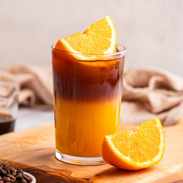 Close-up of colorful non-alcoholic cocktail.